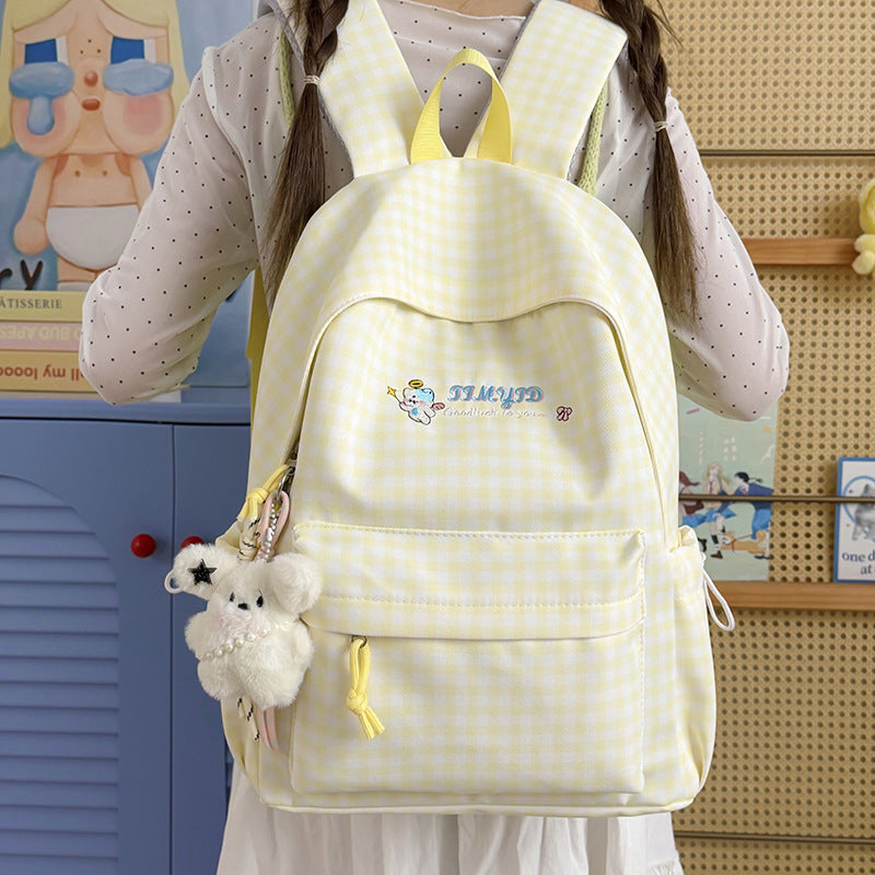 Cute Gingham Patterned Backpack LoungeYard — product view 3