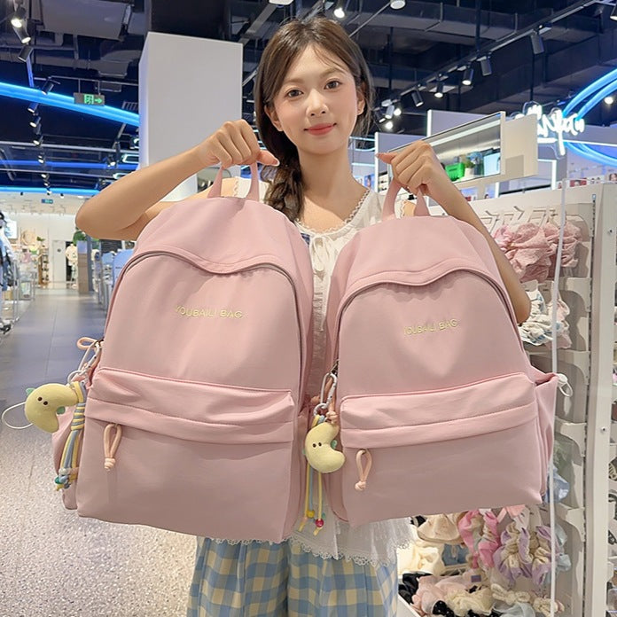 Lightweight Casual Backpack with Decorative Keychain LoungeYard — product view 3