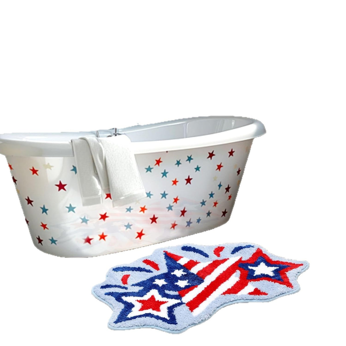 Semi-Circular Tufted Chenille Non-Slip Bathroom Mat With Star Stripe Pattern — product view 5