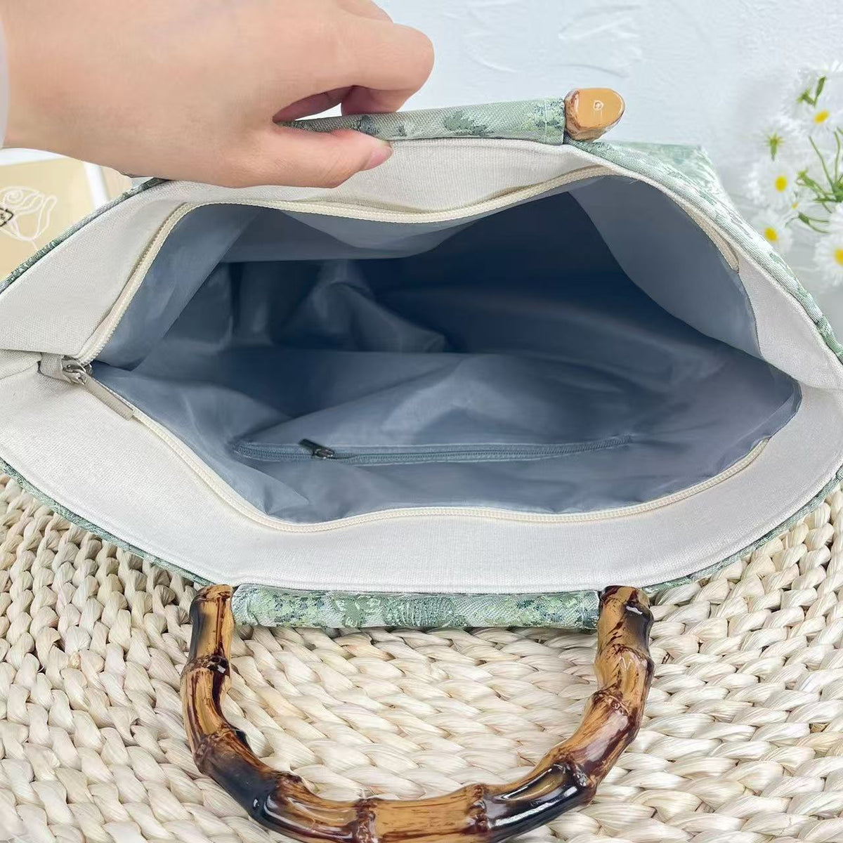 Elegant Handbag with Bamboo Handles LoungeYard — product view 4