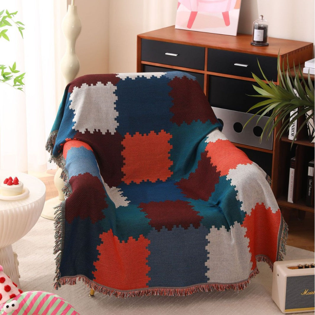 Textured Patchwork Design Throw Blanket — product view 1