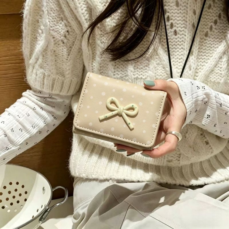 Cute Polka Dot Wallet with Bow Detail — product view 1