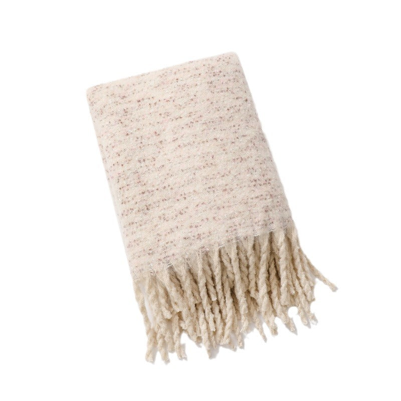 Ladies elegant and cozy blanket with fringes LoungeYard — product view 4