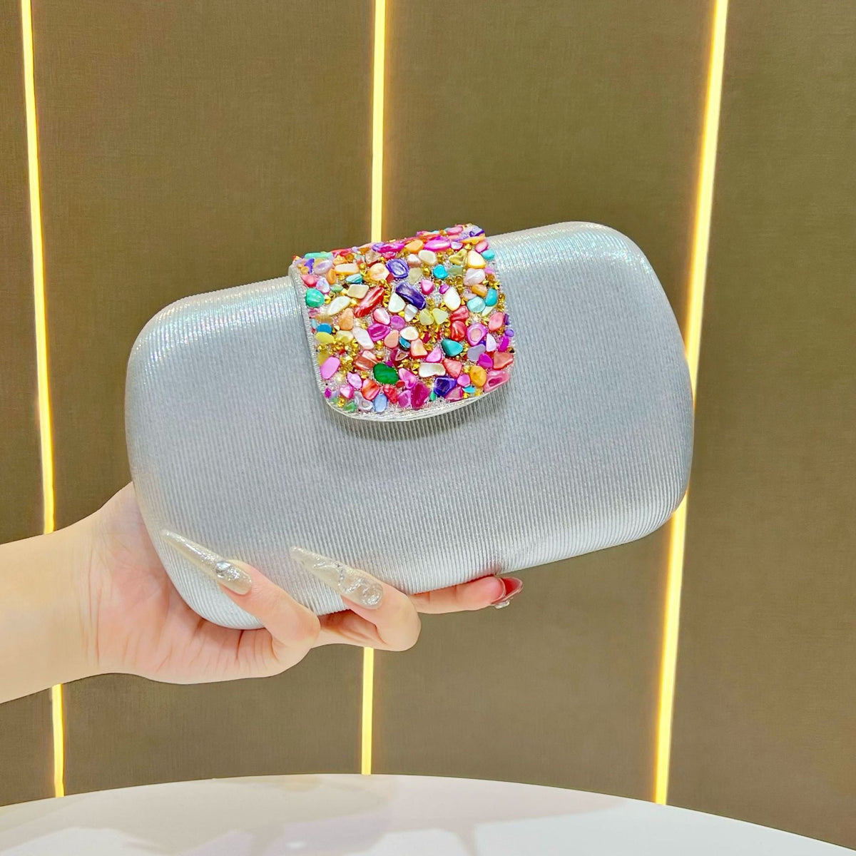 Rhinestone-Decorated Evening Clutch — product view 7