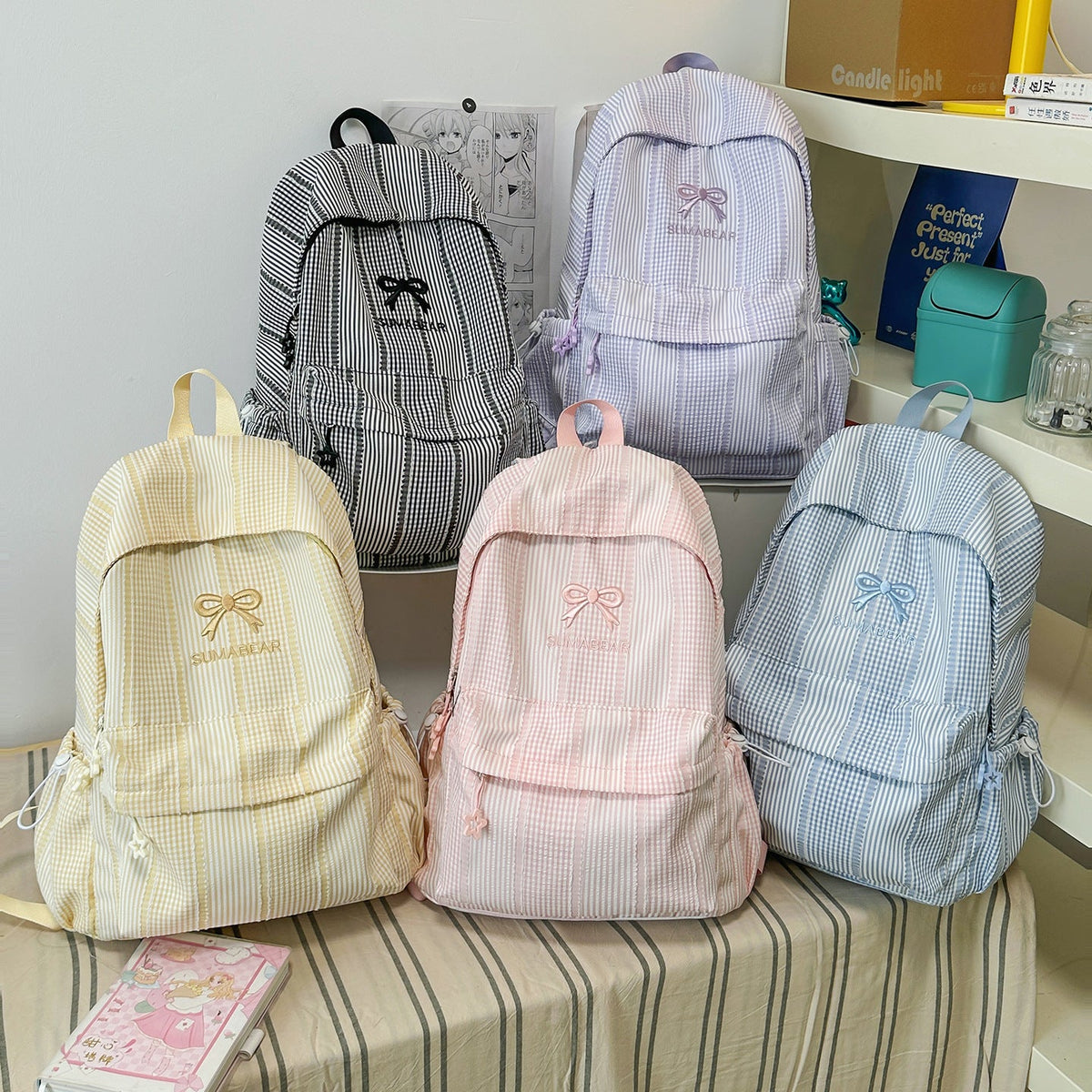 Casual Striped Backpack LoungeYard — product view 4