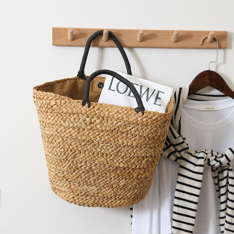 Elegant Basket Bag with Contrast Handles LoungeYard — product view 1