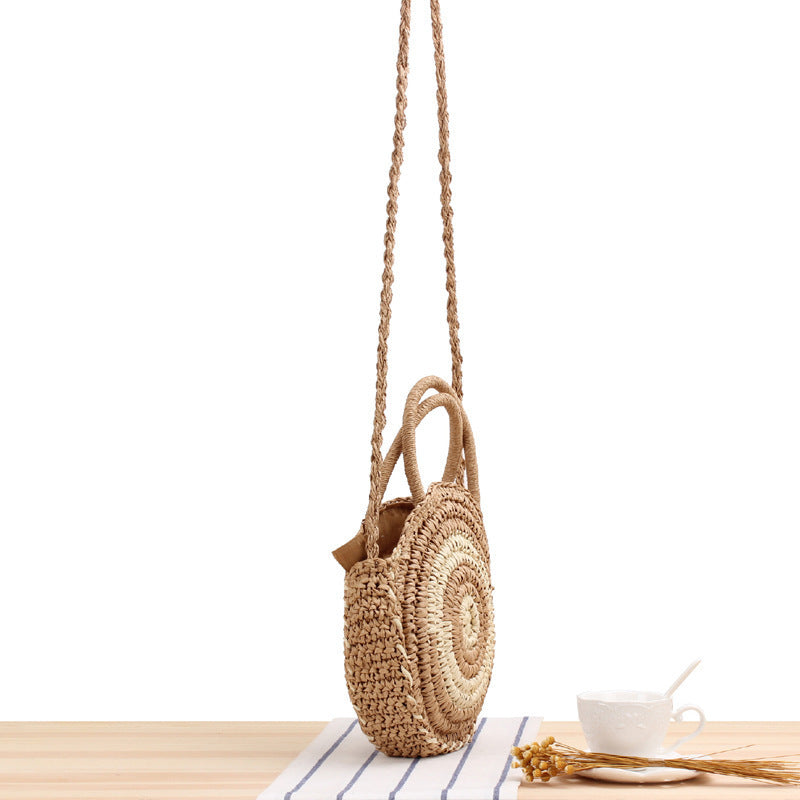 Round Bast Crossbody Bag with Spiral Design LoungeYard — product view 2