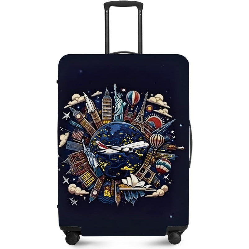 Unisex nan elastic suitcase cover with UV-resistant motif print and zip opening LoungeYard — product view 2