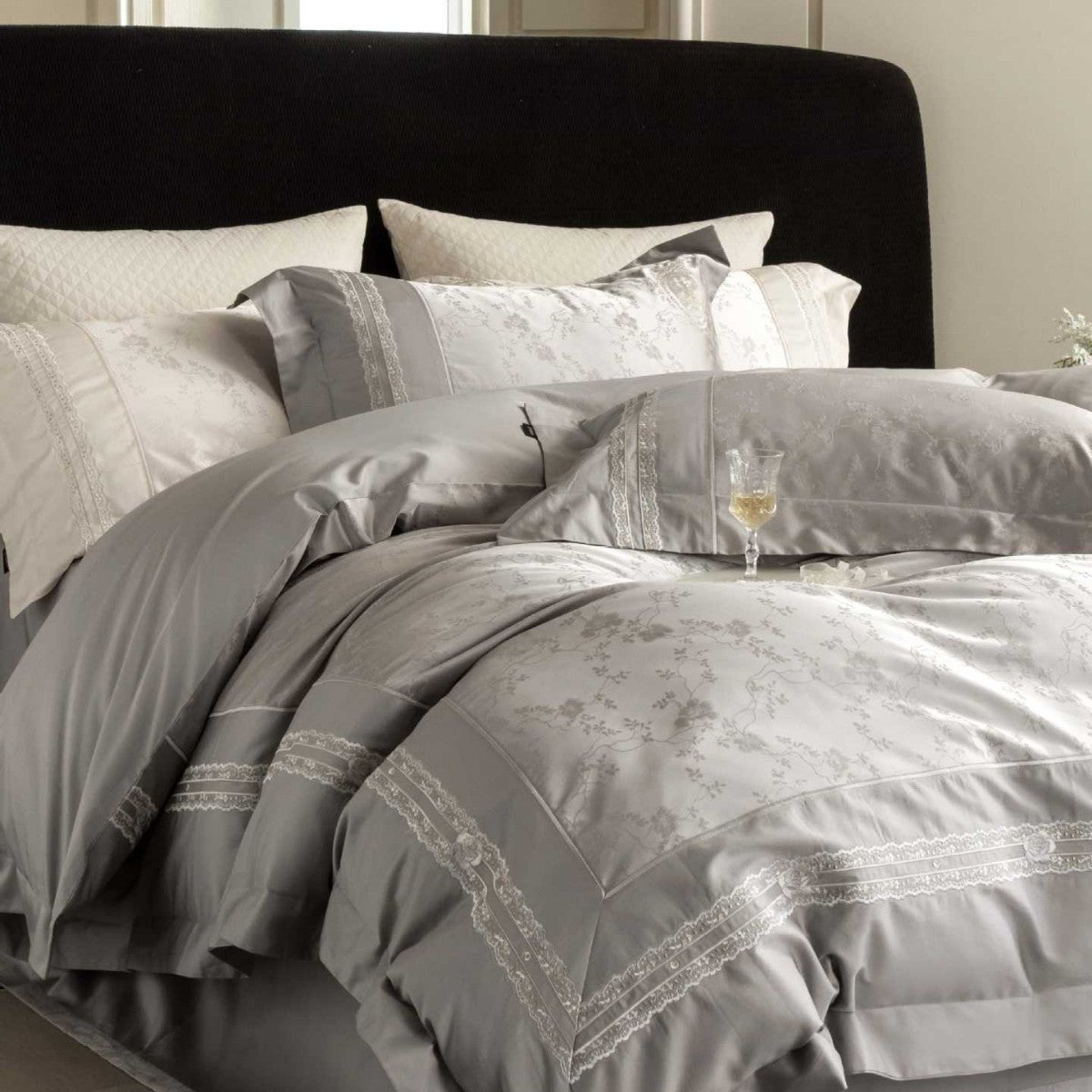 Luxurious satin bedding set with intricate embroidery — product view 4