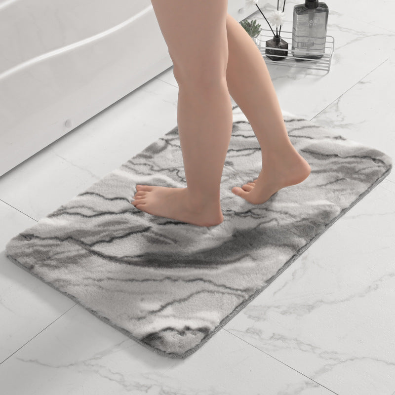 Plush Marble Design Bath Mat Bowlift — product view 2