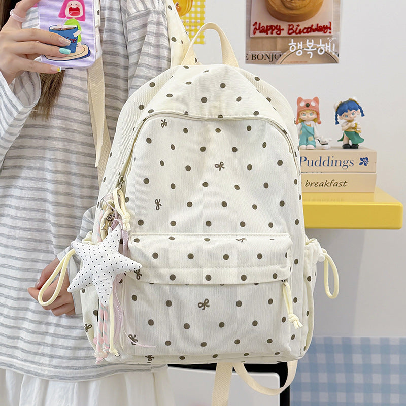 Casual Polka Dot Patterned Backpack LoungeYard — product view 2