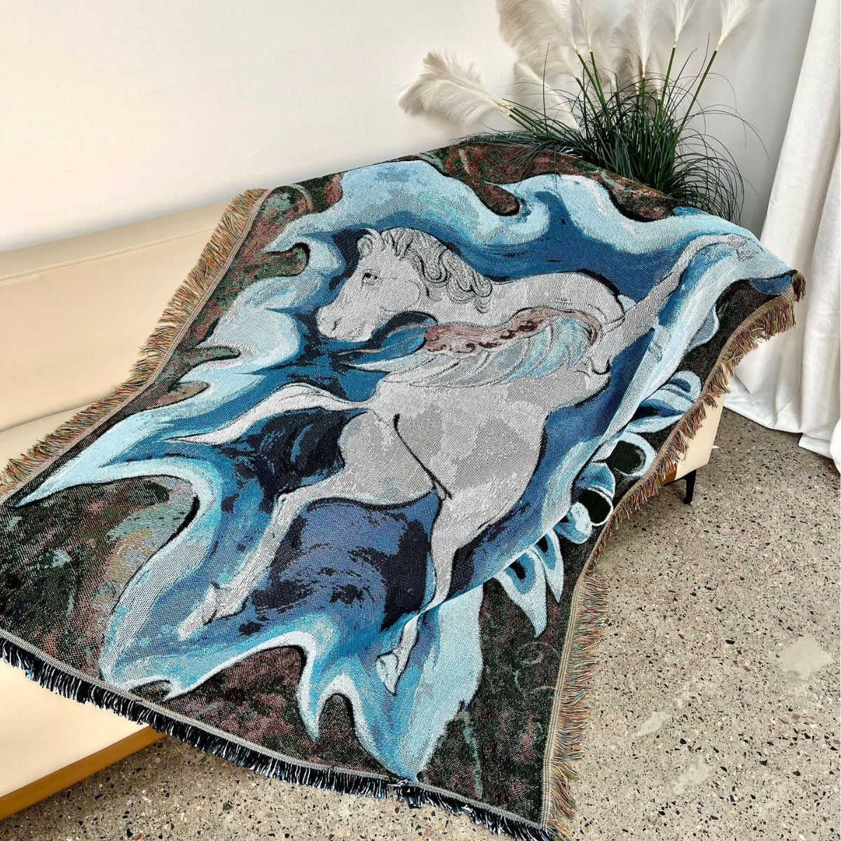 Artistic Unicorn-Themed Throw Blanket — product view 4