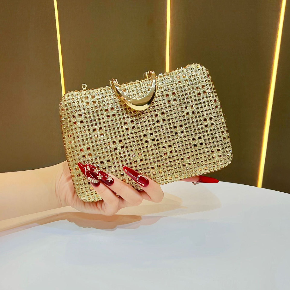 Rhinestone-Studded Formal Clutch — product view 6