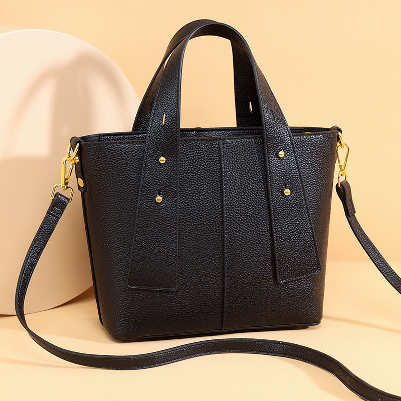 Textured Vegan Leather Multi-Pocket Tote LoungeYard — product view 1