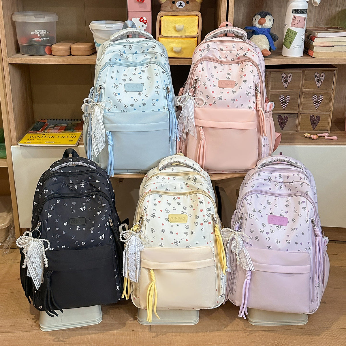 Playful Bow-Embellished Stylish Backpack LoungeYard — product view 4