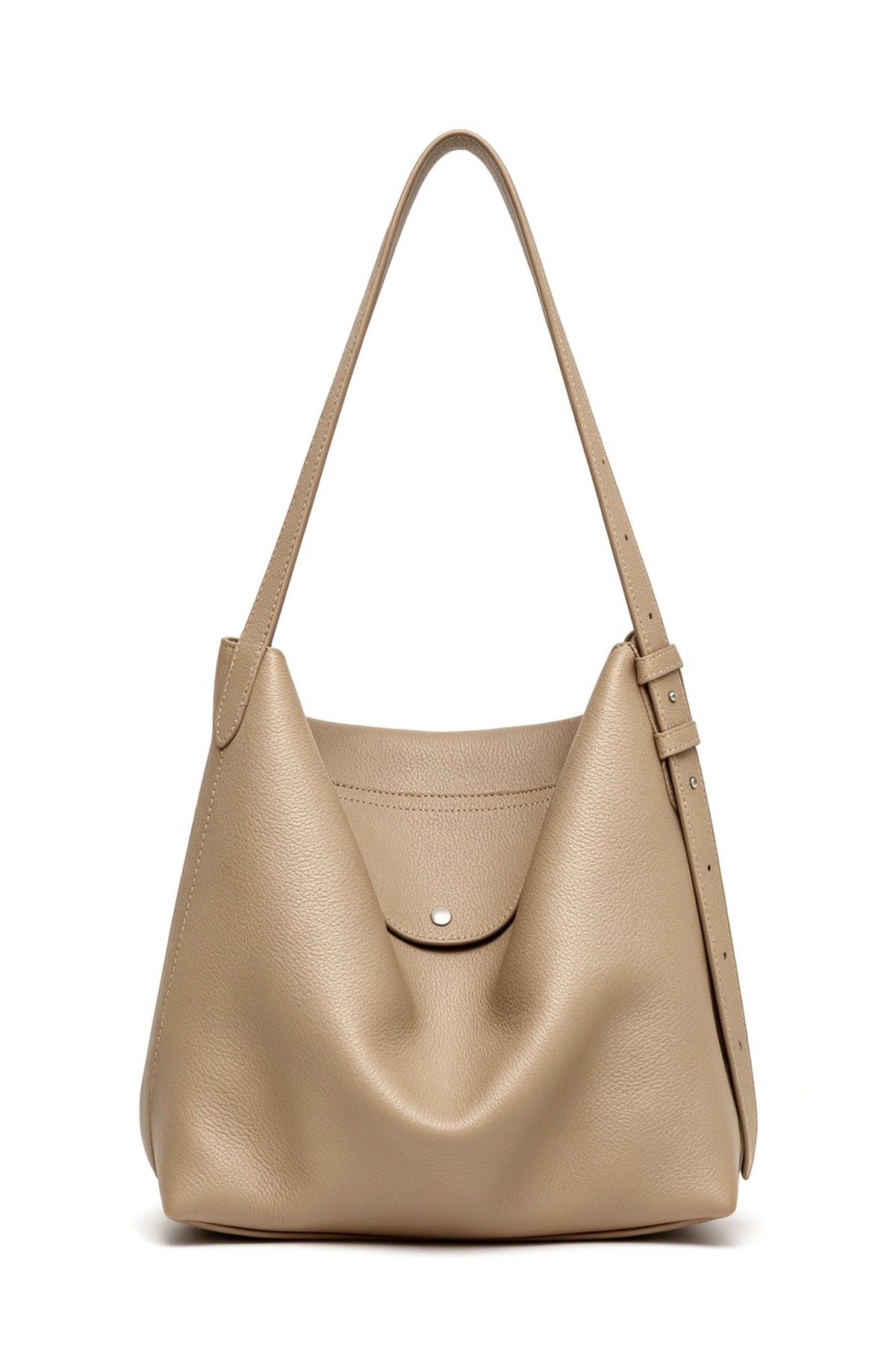 Sculptural Pebbled Leather-Effect Hobo Shoulder Bag with Adjustable Buckle Strap — product view 7