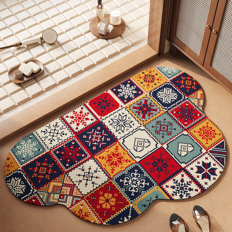 Stylish Bohemian Floral Bath Mat — product view 5