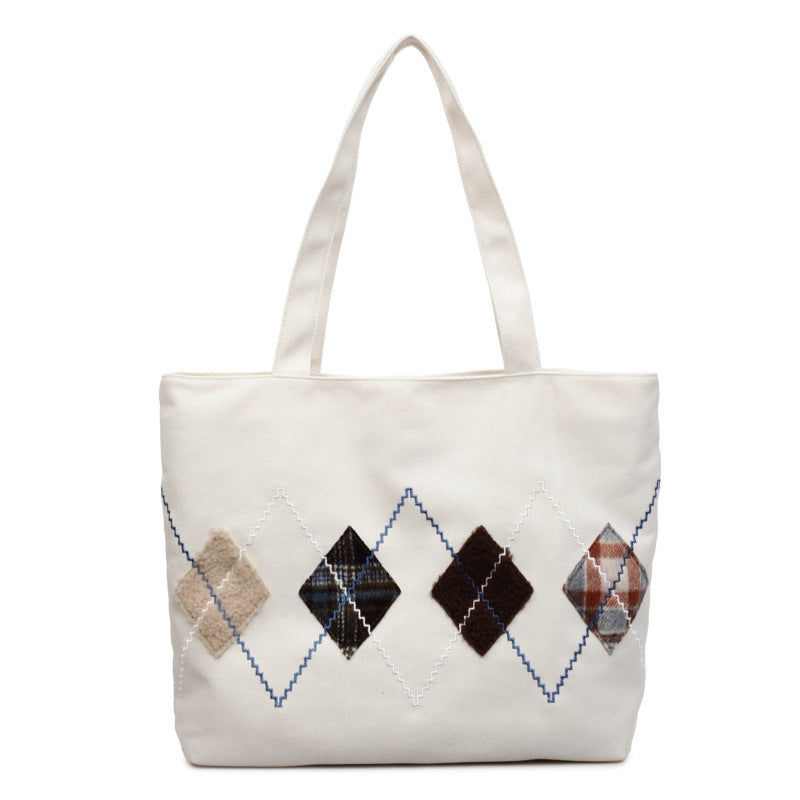 Decorative Patterned Canvas Tote Bag LoungeYard — product view 6