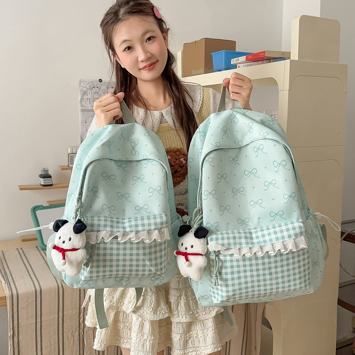 Decorative Bow-Embellished Backpack LoungeYard — product view 1