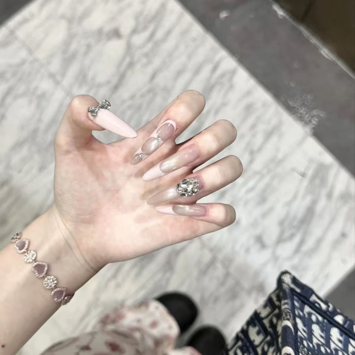 Glamorous Stiletto Nail Art Extensions with Crystal Accents — product view 1
