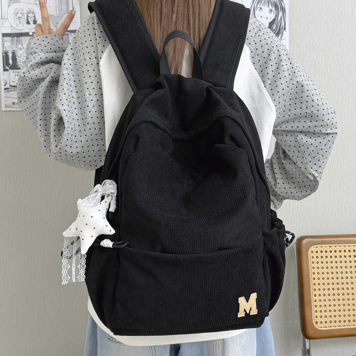 Corduroy Casual Backpack LoungeYard — product view 3