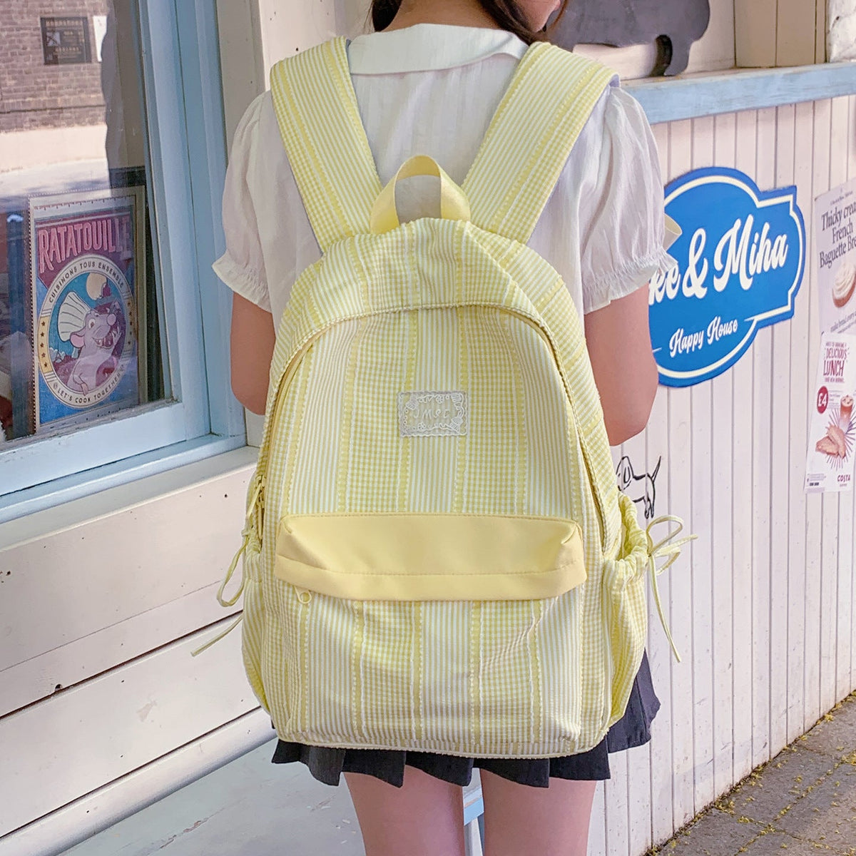 Cute Checked Design Backpack LoungeYard — product view 3