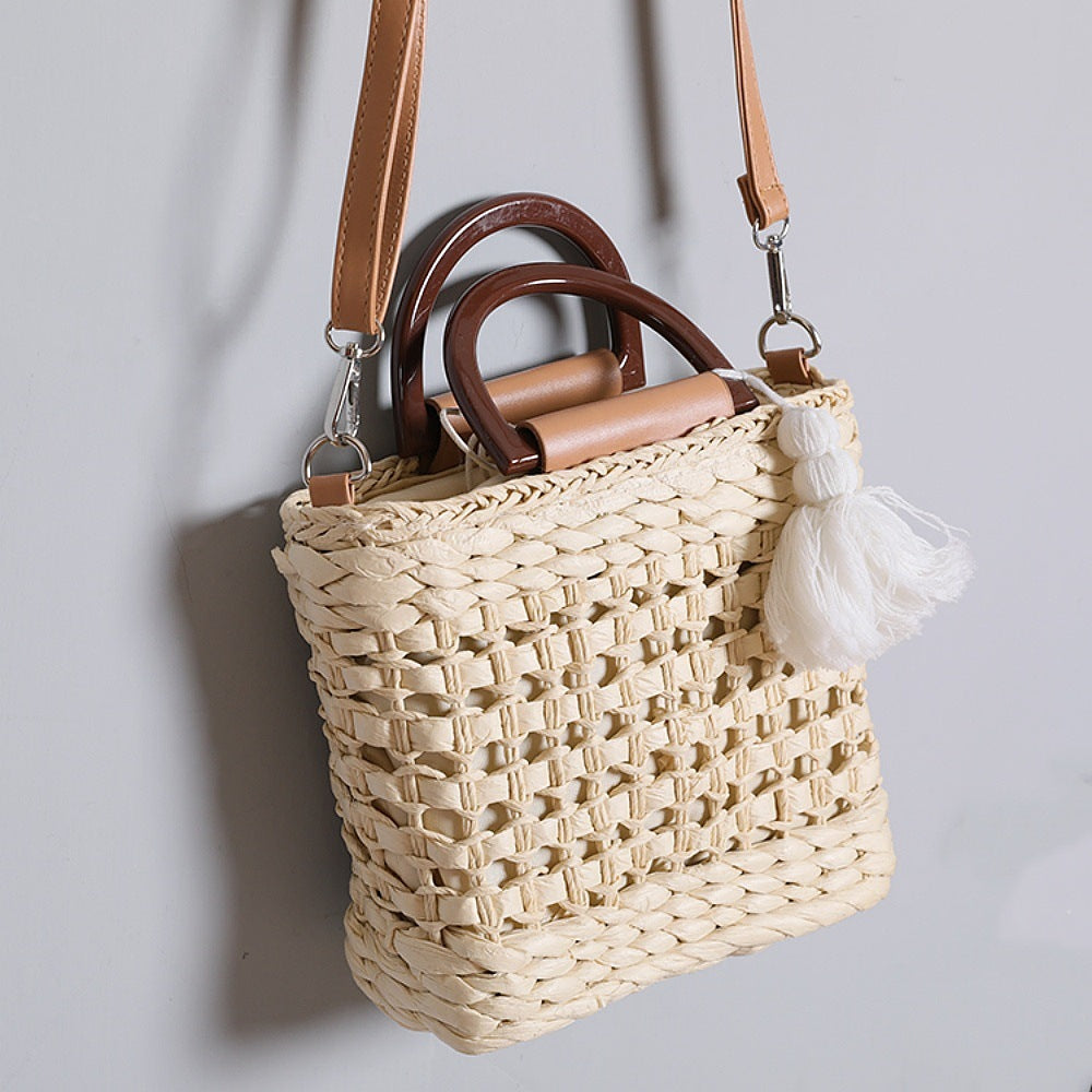 Handbag with Removable Shoulder Strap and Faux Leather Elements LoungeYard — product view 3