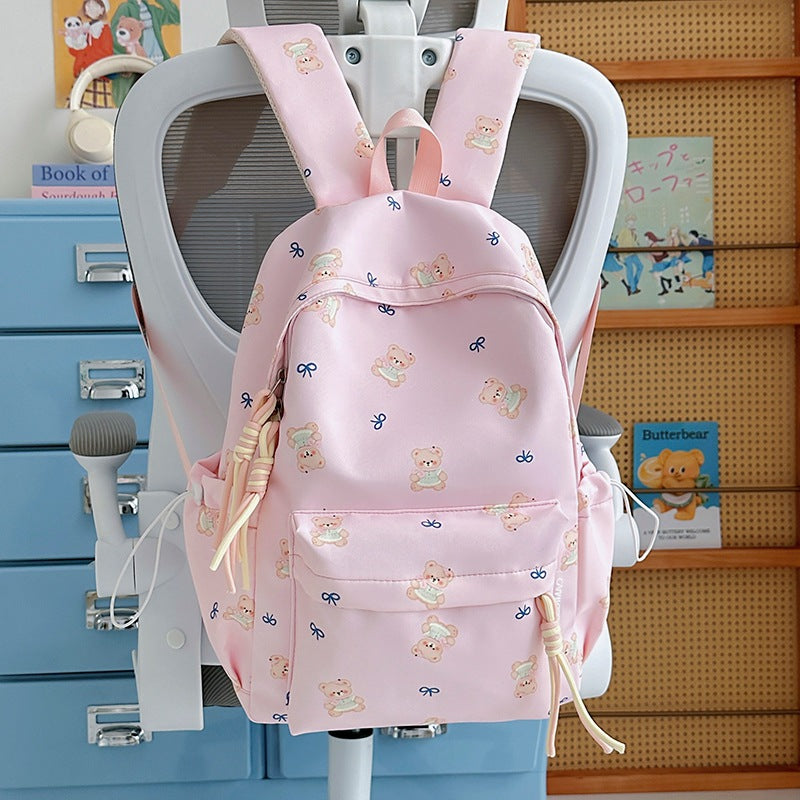 Cute Bear-Print School Backpack LoungeYard — product view 6