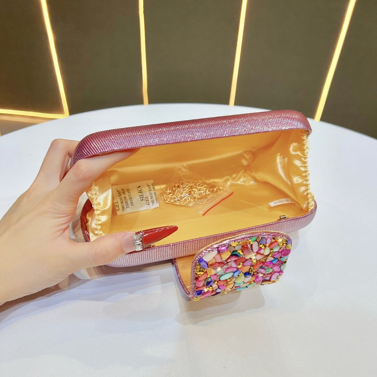 Rhinestone-Decorated Evening Clutch — product view 3