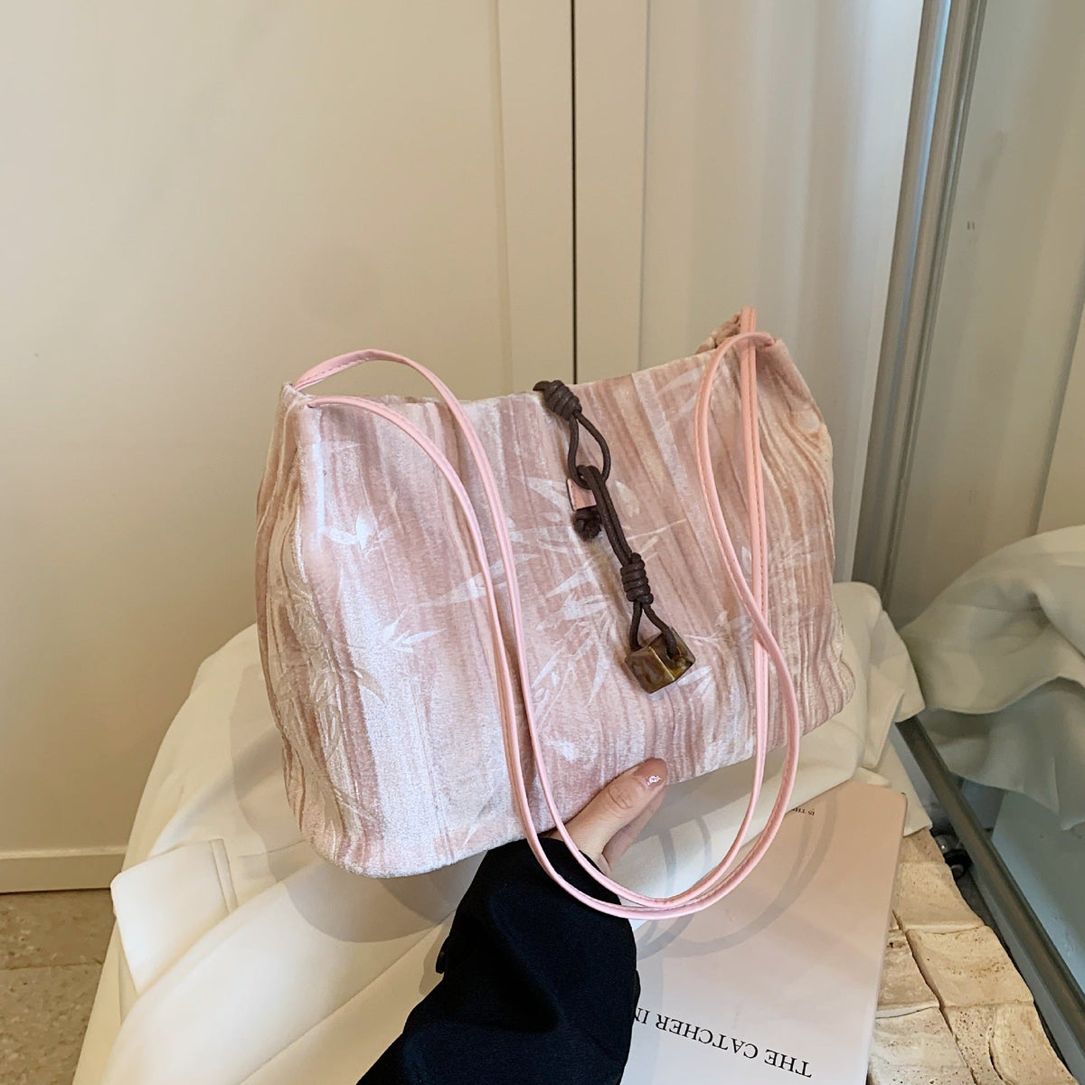 Chic Textured Handheld Tote Bag LoungeYard — product view 3