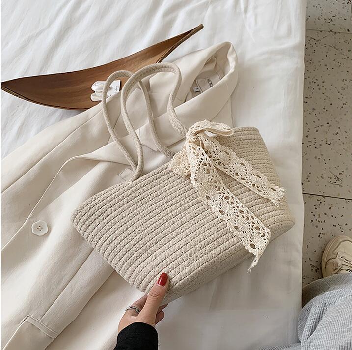 Elegant Bast Handbag with Lace Accent LoungeYard — product view 6