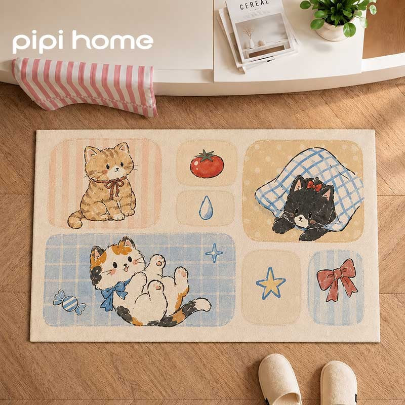Cute Cat-Themed Indoor Area Rug Bowlift — product view 2
