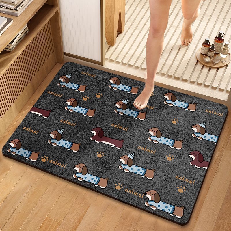 Cute Cartoon Dog-Themed Plush Bath Mat — product view 4