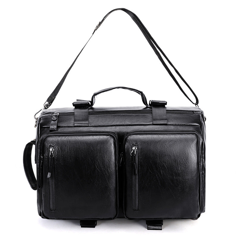 Men's stylish and functional leather backpack LoungeYard — product view 4