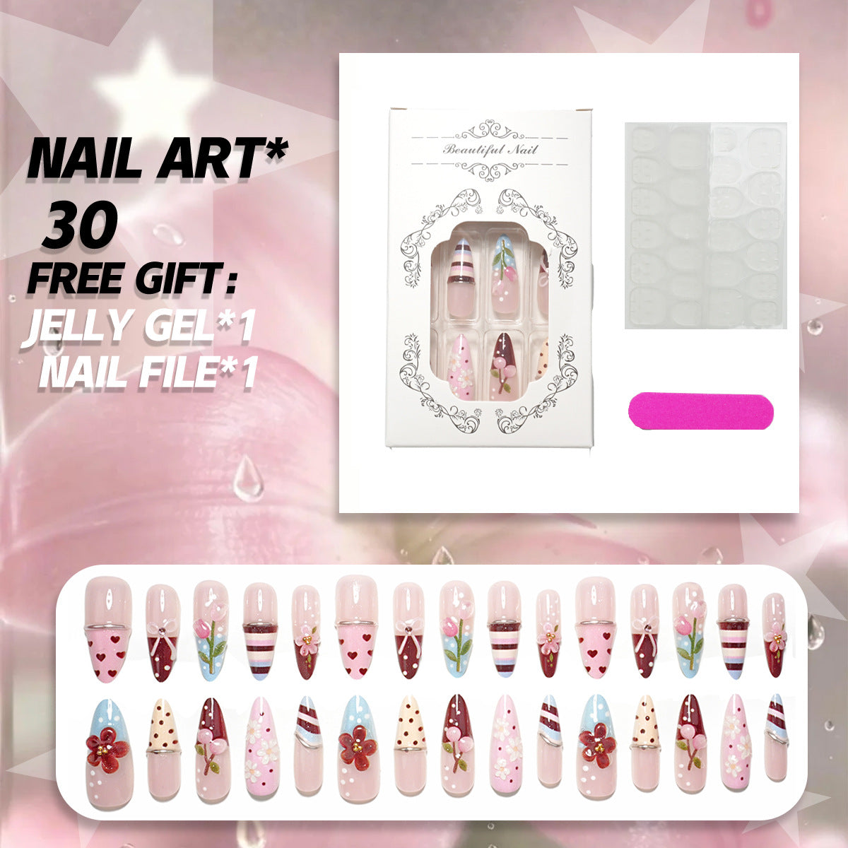 Elegant Nail Art Press-On Kit — product view 1