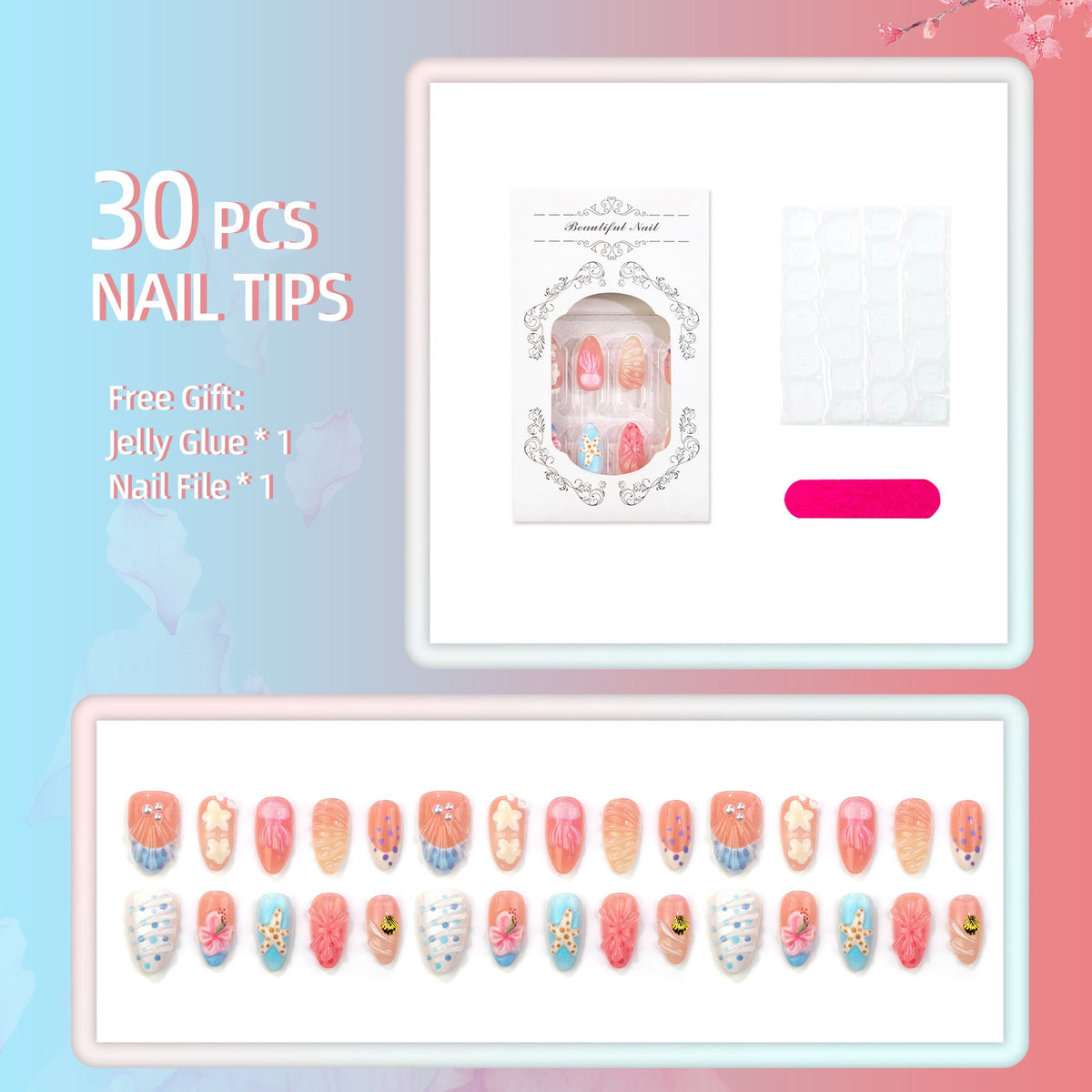 Ocean-Inspired Decorative Press-On Nail Set — product view 4