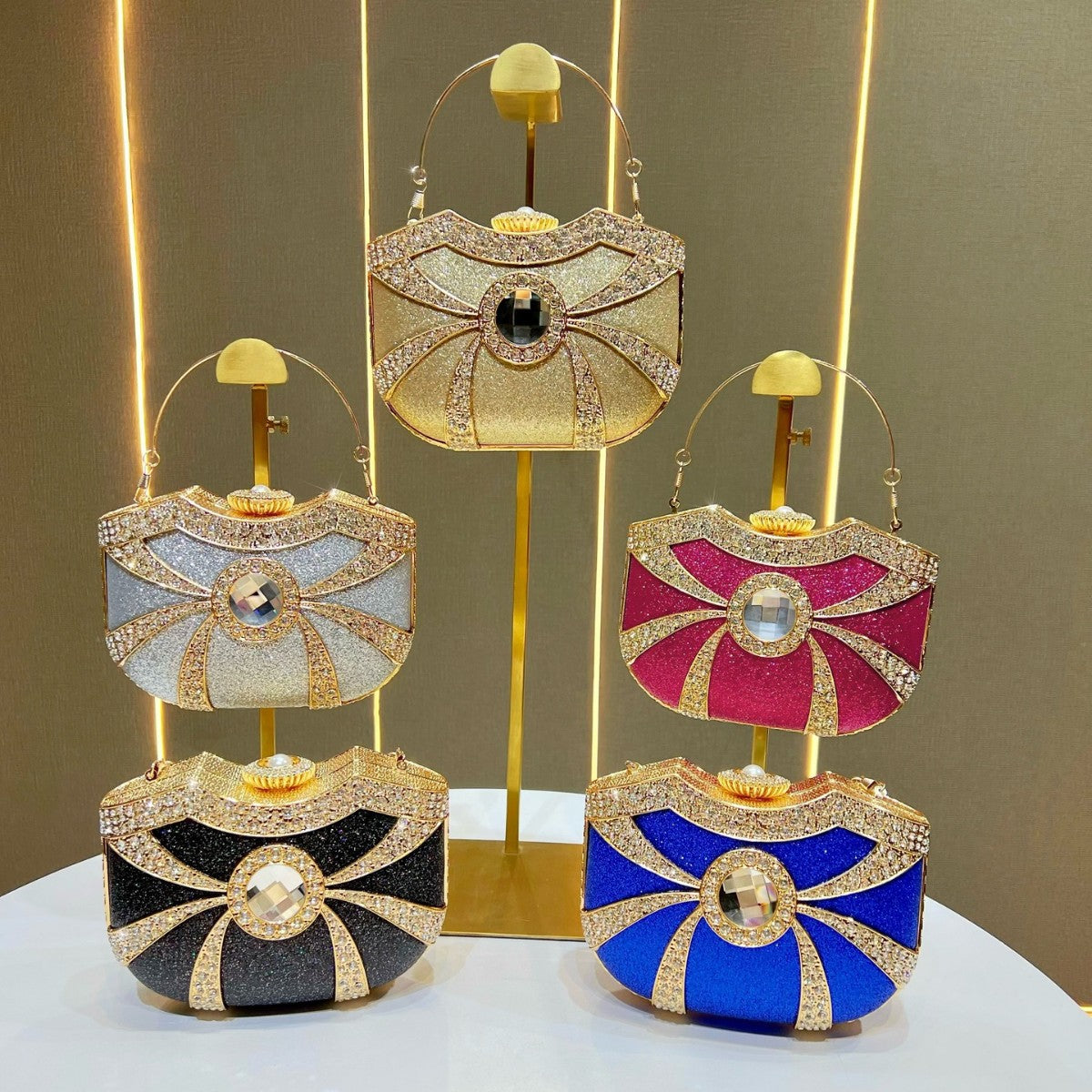Decorative Rhinestone-Accented Evening Clutch — product view 4