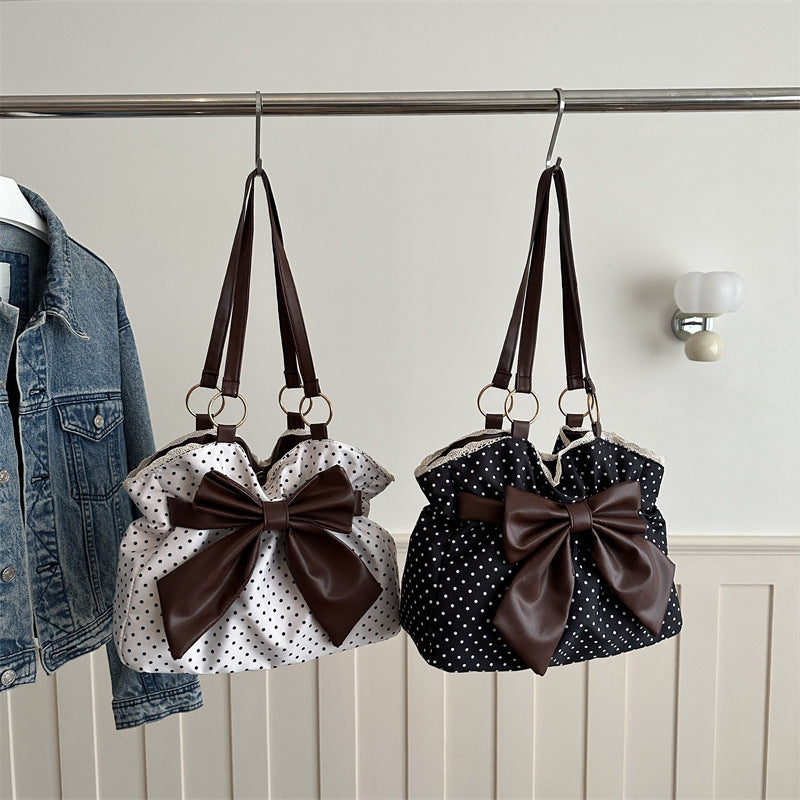 WoCharming Polka Dot Bow Tote Bag LoungeYard — product view 1