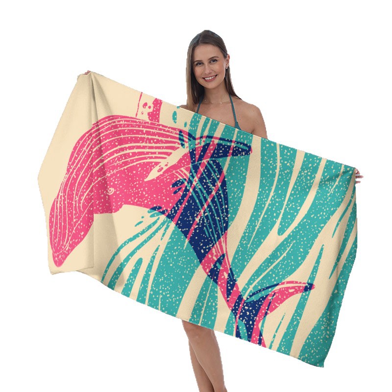 Beach blanket with tropical leaf design LoungeYard — product view 1