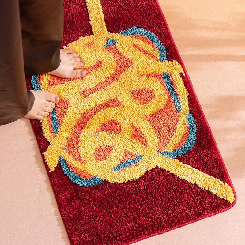 Tufted door and bath mat rug with abstract relief pattern LoungeYard — product view 2