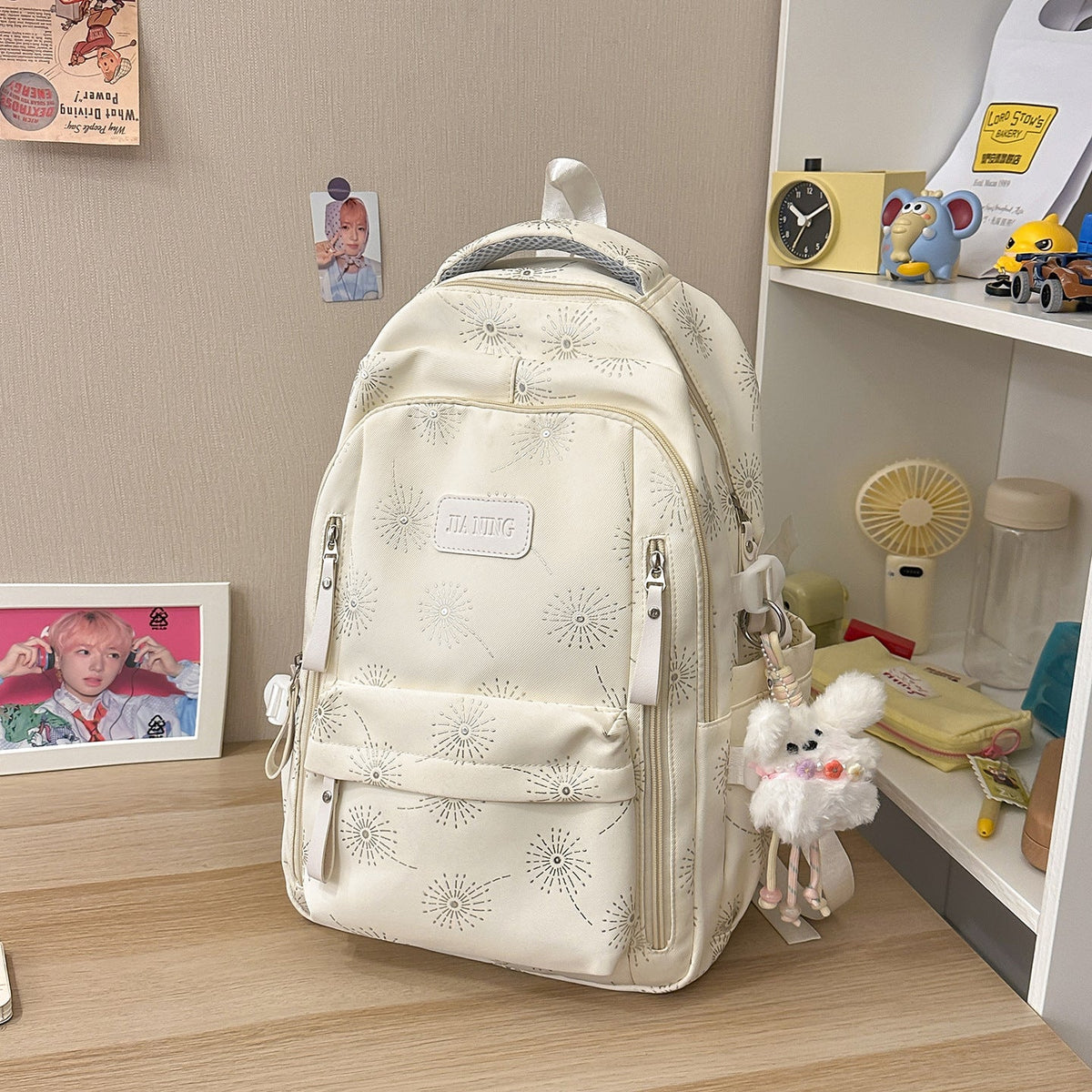 Floral-Printed Backpack with Adjustable Straps LoungeYard — product view 7