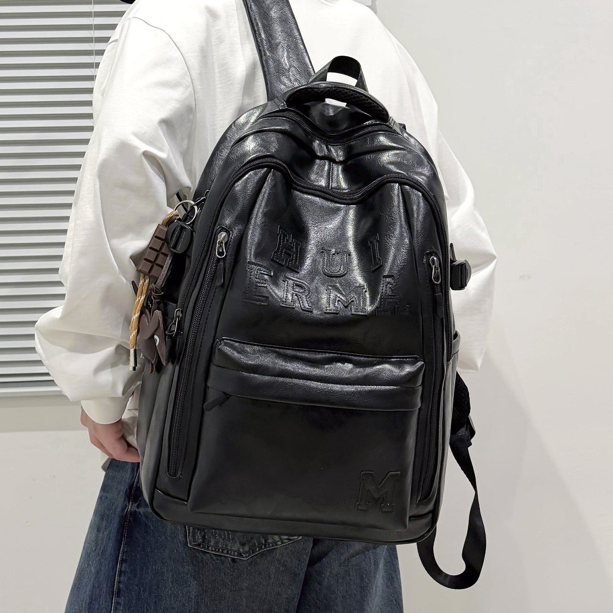 Premium Leather Backpack LoungeYard — product view 2