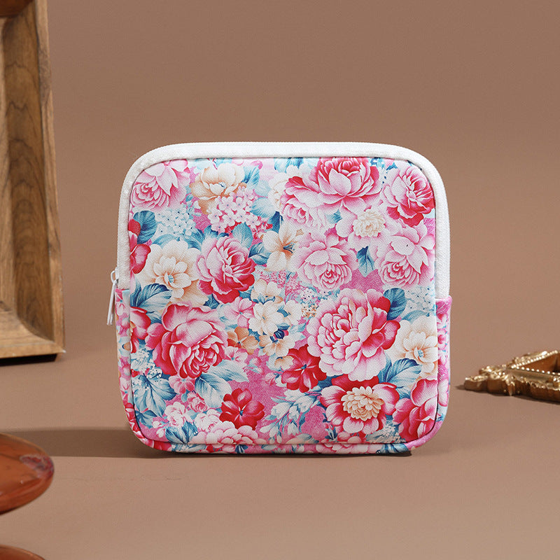 Floral Print Zippered Makeup Pouch — product view 2