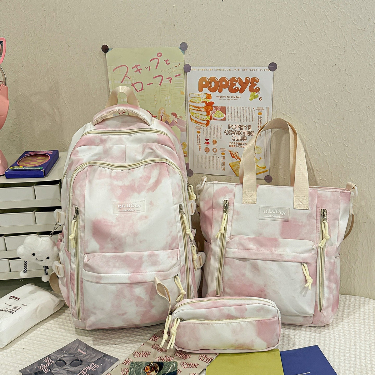 Versatile Multi-Functional Travel School Backpack Set LoungeYard — product view 3