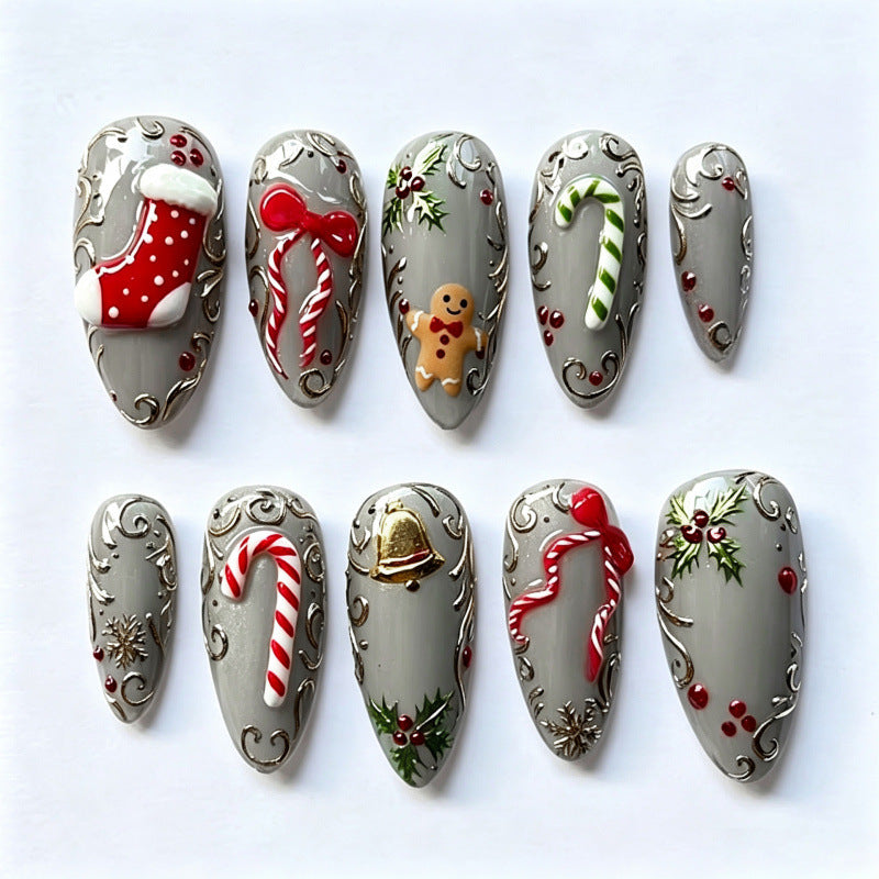 Festive Holiday-Themed Press-On Nail Set — product view 1