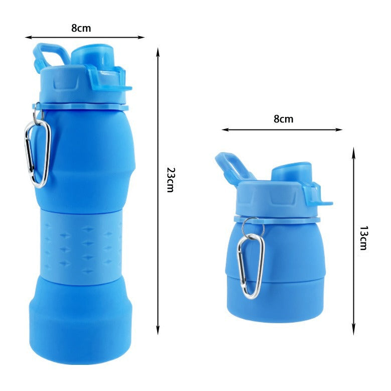Unisex Silicone Water Bottle with Carabiner Hook and Folding Mechanism LoungeYard — product view 5
