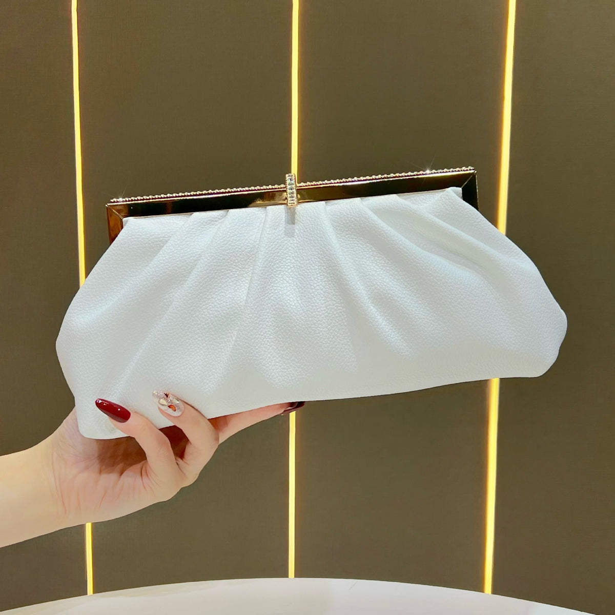 Pleated Textured Evening Clutch — product view 7