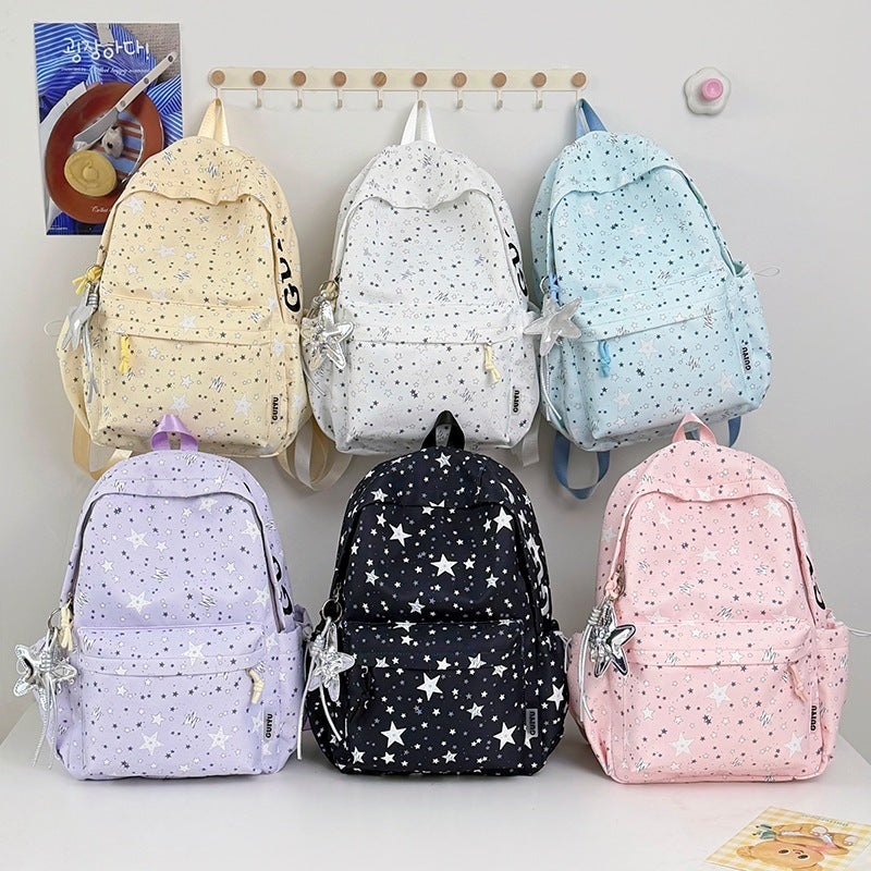 Stylish Star-Patterned School Backpack LoungeYard — product view 4
