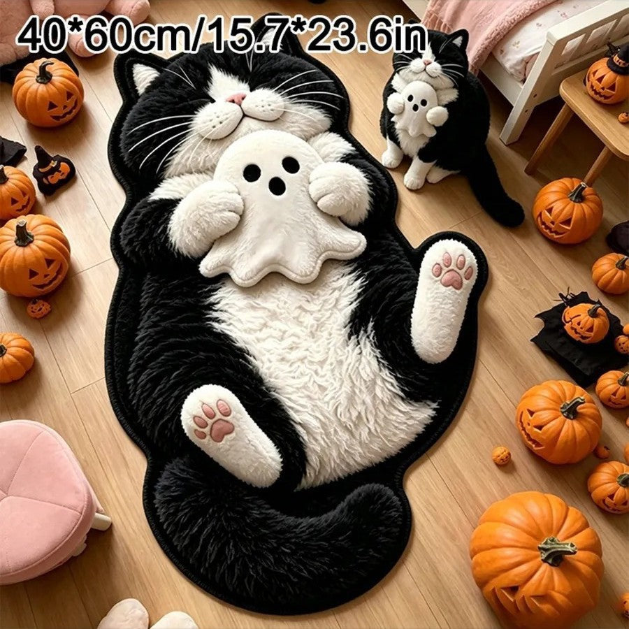 Cat-Shaped Plush Bath Mat — product view 1