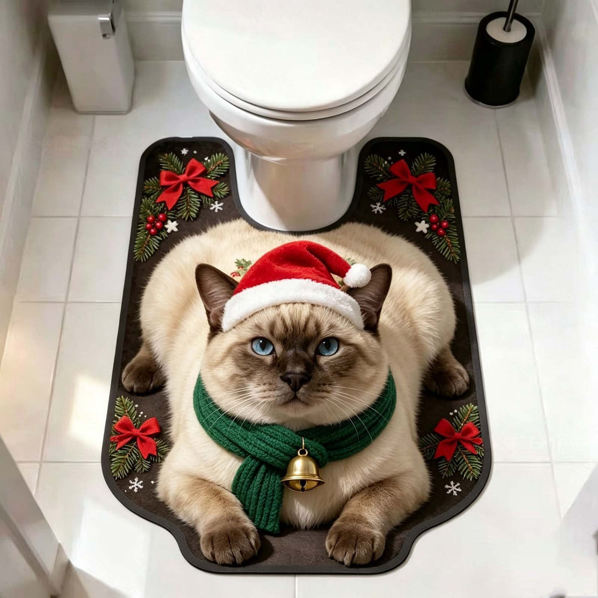 Holiday Cat-Themed Bath Mat — product view 2